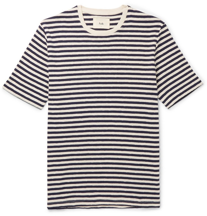 Photo: Folk - Striped Slub Cotton-Jersey T-Shirt - Men - Blue
