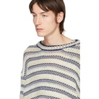 Loewe Off-White and Navy Wool Striped Sweater