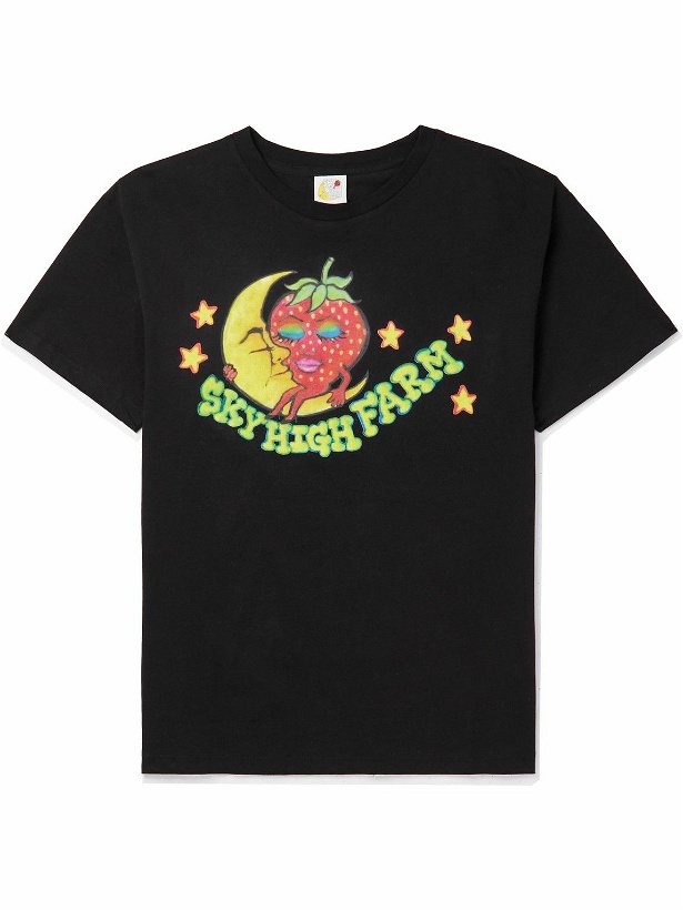 Photo: SKY HIGH FARM - Ally Bo Perennials Logo-Print Upcycled and Organic Cotton-Jersey T-Shirt - Black