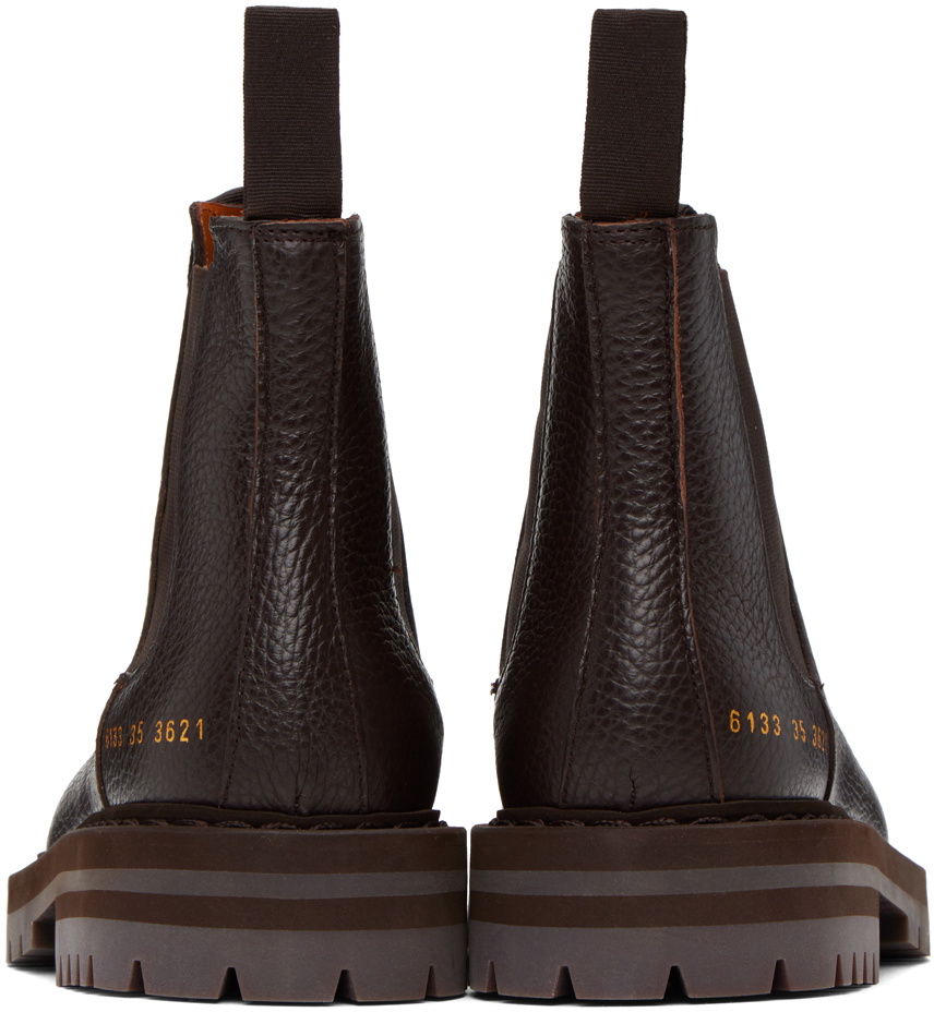 Common Projects Brown Stamped Chelsea Boots