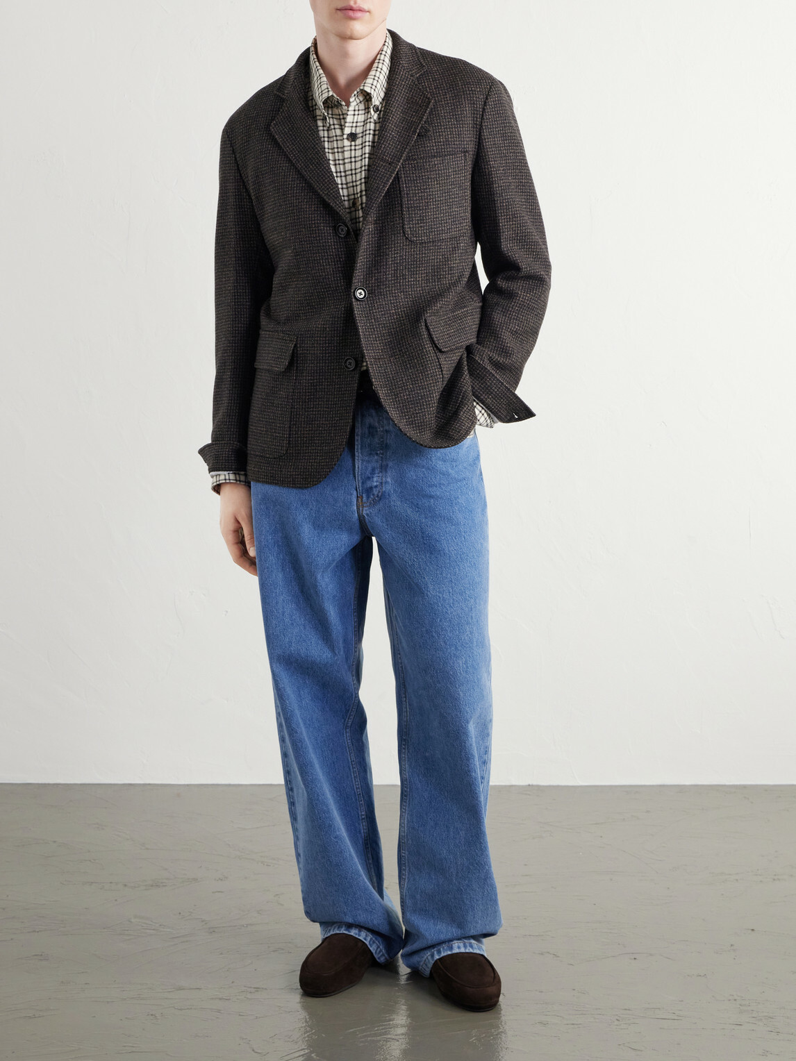 Oliver Spencer - Solms Wool-Blend Houndstooth Blazer - Brown
