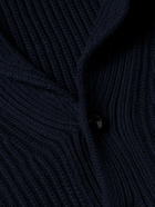 Mr P. - Shawl-Collar Ribbed Cotton and Cashmere-Blend Cardigan - Blue