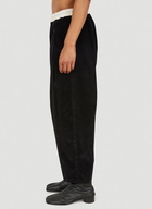 Fold Over Track Pants in Black