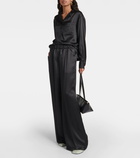 Loewe Mid-rise silk satin wide-leg pants