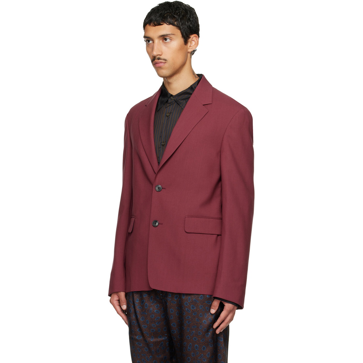 Dries Van Noten Burgundy Wool Blazer