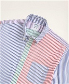 Brooks Brothers Men's Regent Regular-Fit Original Broadcloth Sport Shirt, Fun Bengal Stripe