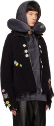 doublet Black Darning Cutoff Drivers Cardigan