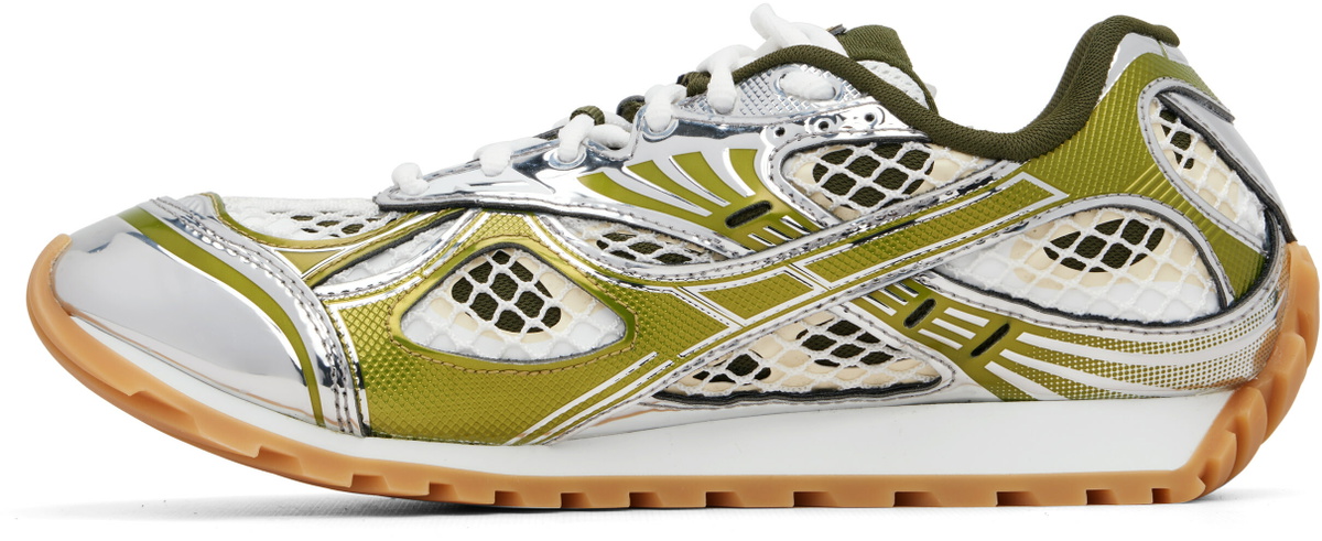 Bottega Veneta Green & Silver Orbit Sneakers