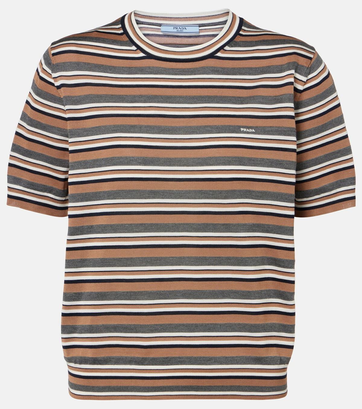 Prada Striped cotton and silk T-shirt