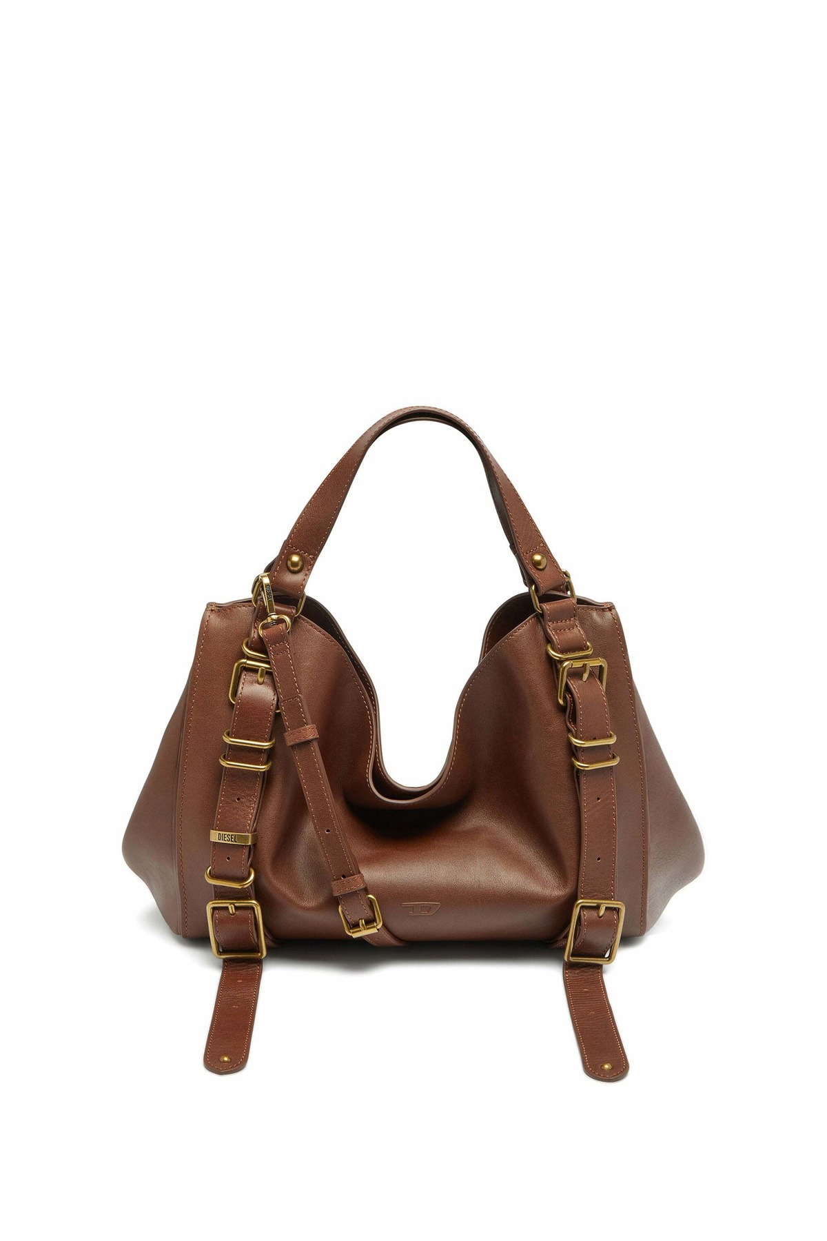 Diesel D-One-Medium top-handle bag in treated leather - Handbags - Unisex - Brown