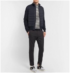 Moncler - Slim-Fit Panelled Cotton-Blend Jersey and Quilted Shell Down Zip-Up Sweater - Navy