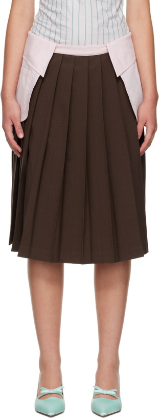 Photo: Ashley Williams Brown & Pink Collar Midi Skirt