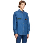 Gucci Blue Denim Stone Wash Web Shirt