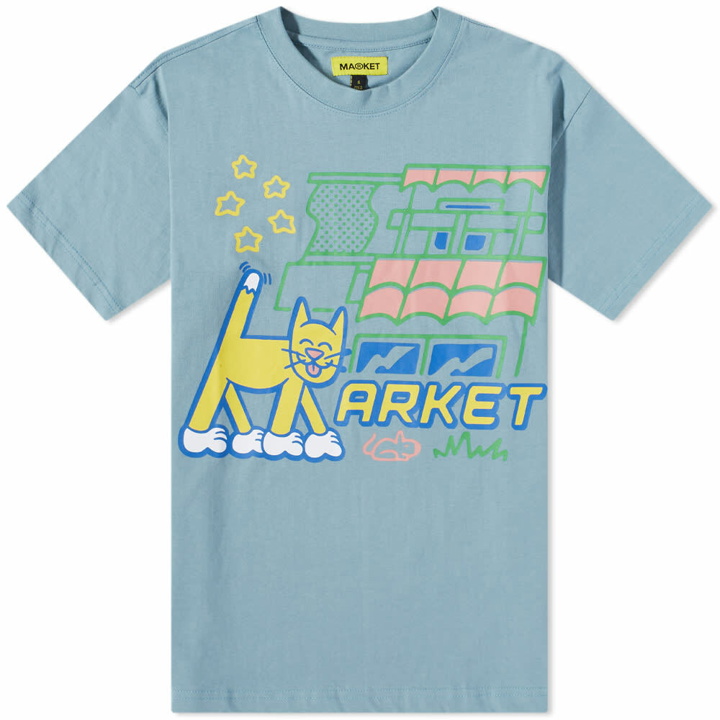 Photo: MARKET Men's Feline Society T-Shirt in Blue