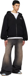We11done Black 'WE11DONE' Zip-Up Hoodie