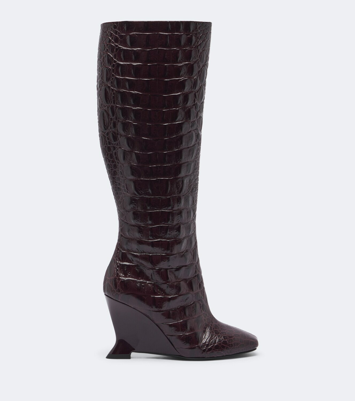 Balmain Croc-effect leather knee-high boots