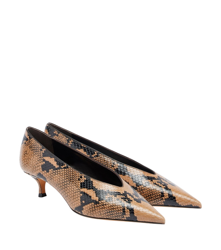 Photo: Le Monde Béryl Babouche snake-effect leather pumps