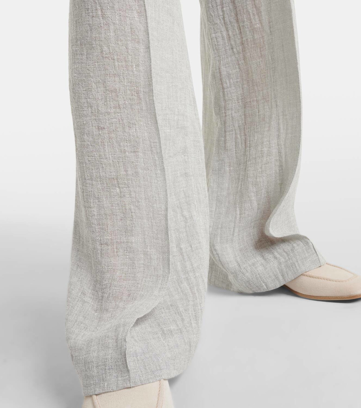 Brunello Cucinelli Low-rise linen-blend wide-leg sweatpants