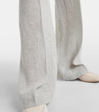 Brunello Cucinelli Low-rise linen-blend wide-leg sweatpants