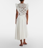 Self-Portrait Cotton poplin midi skirt