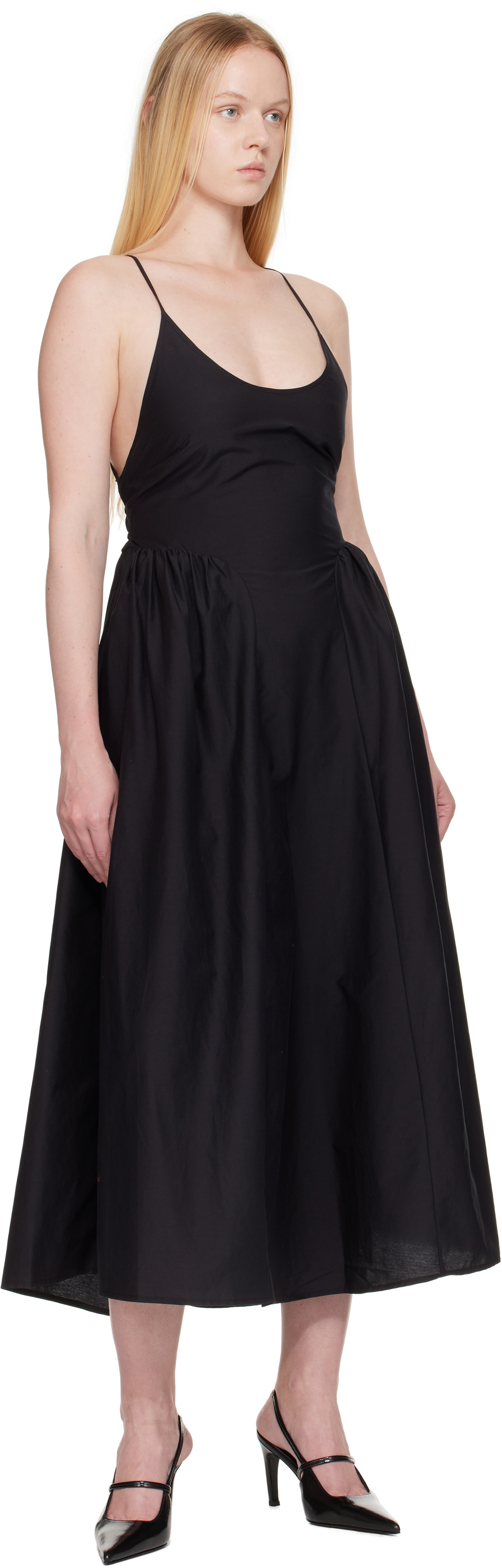 Silk Laundry Black Dive Midi Dress