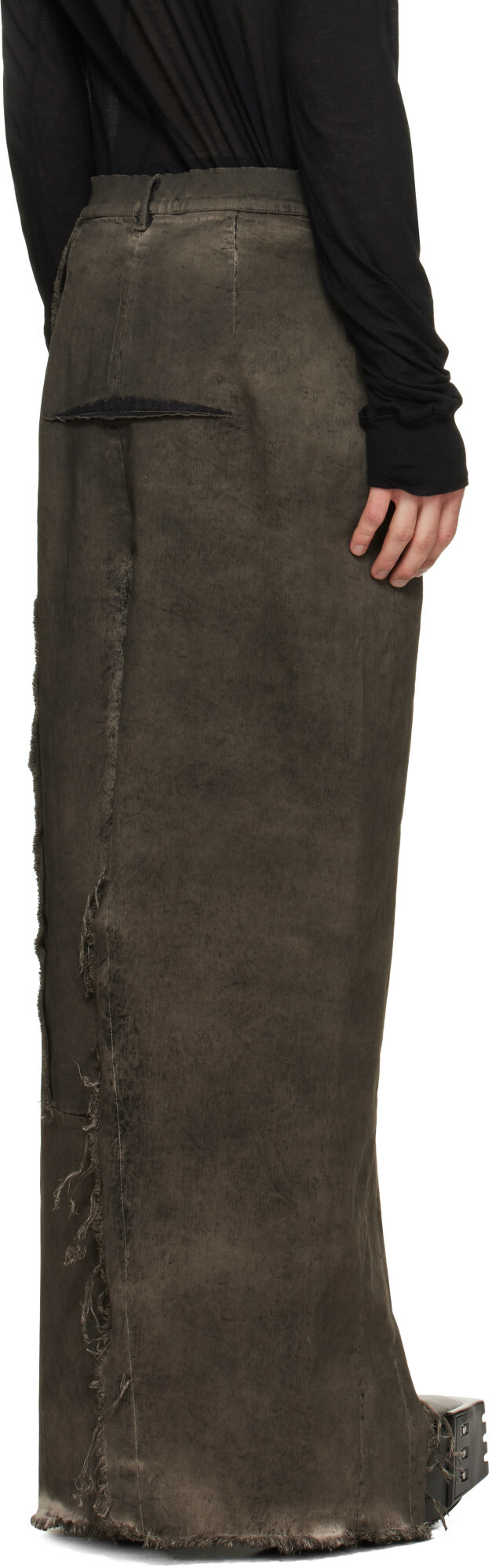 Rick Owens Gray Tower Sliced Denim Maxi Skirt