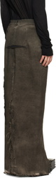 Rick Owens Gray Tower Sliced Denim Maxi Skirt