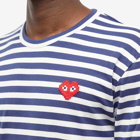 Comme des Garçons Play Men's Invader Heart Striped Long Sleeve T-Shirt in Navy/White