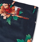 Paul Smith - Printed Cotton-Blend Satin Shorts - Navy