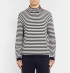 Moncler - Slim-Fit Appliquéd Striped Cotton Rollneck Sweater - Men - Black