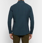 Incotex - Ween Slim-Fit Cutaway-Collar Checked Cotton-Flannel Shirt - Men - Navy