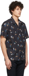 PS by Paul Smith Black Painted Floral Short Sleeve Shirt