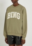 Anine Bing Trenton Logo-appliquéd Cotton Sweatshirt Green