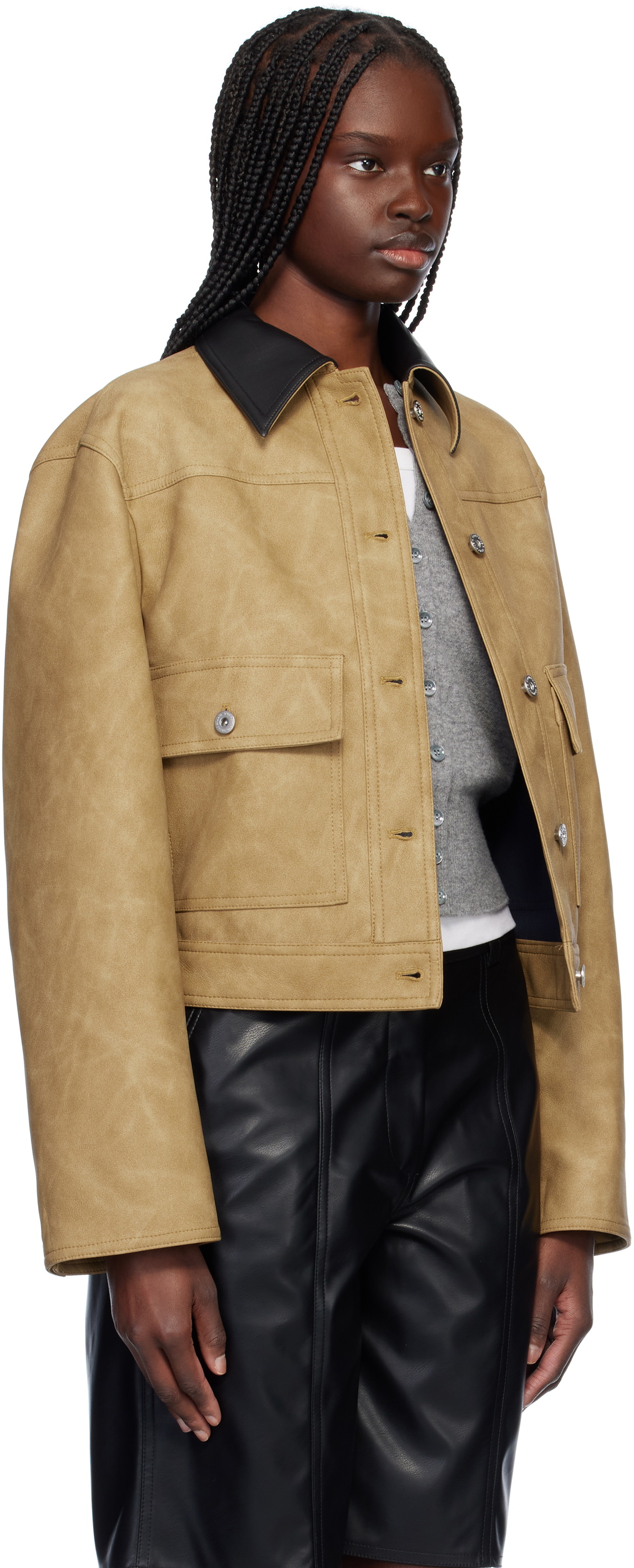Stand Studio Beige Esther Faux-Leather Jacket