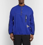 And Wander - Shell-Panelled Mesh Half-Placket Mid-Layer - Men - Blue