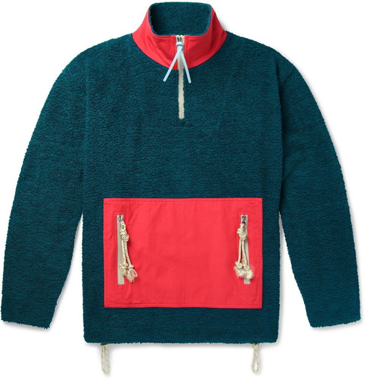 Photo: Acne Studios - Faraz Cotton-Panelled Fleece Half-Zip Jacket - Teal