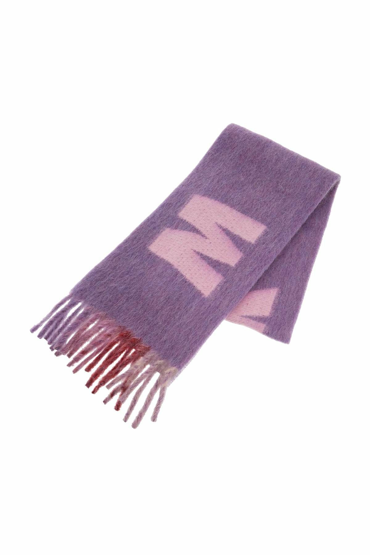MARNI wool and mohair scarf with maxi logo Purple Marni