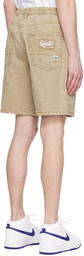 AAPE by A Bathing Ape Beige Garment-Dyed Denim Shorts