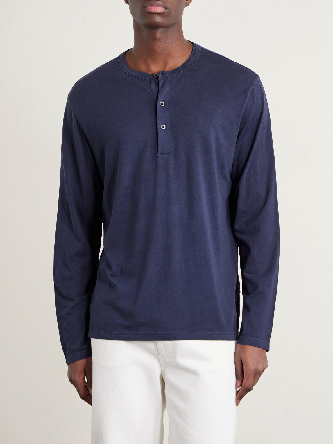 Hartford - Garment-Dyed Lyocell and Cotton-Blend Jersey Henley Shirt - Blue