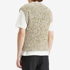 AMI Paris Men's Sleeveless V Neck Sweater in White Cream/Lichen