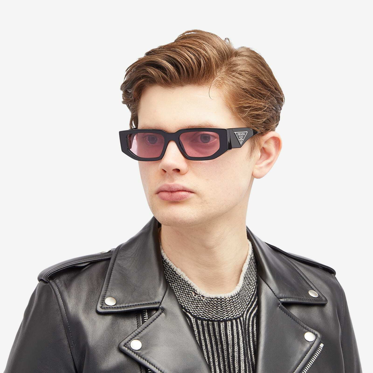 Prada Eyewear Men's 09ZS Sunglasses in Black/Pink Prada