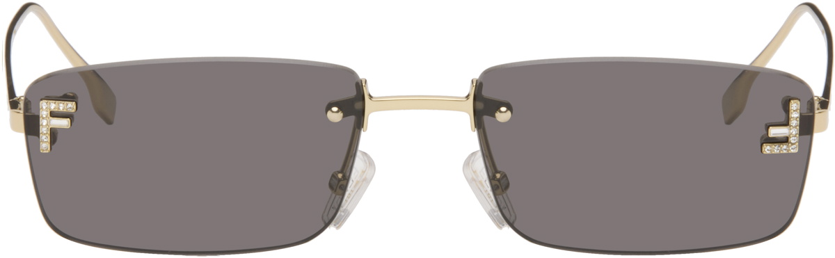 Fendi Gold 'Fendi First' Crystal Sunglasses