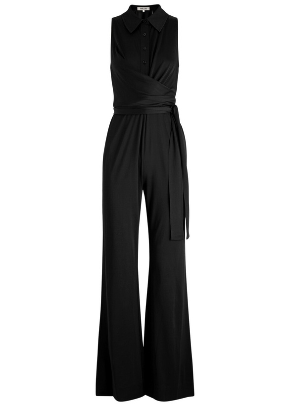 Photo: Diane Von Furstenberg Kellie Wide-leg Jersey Jumpsuit Black