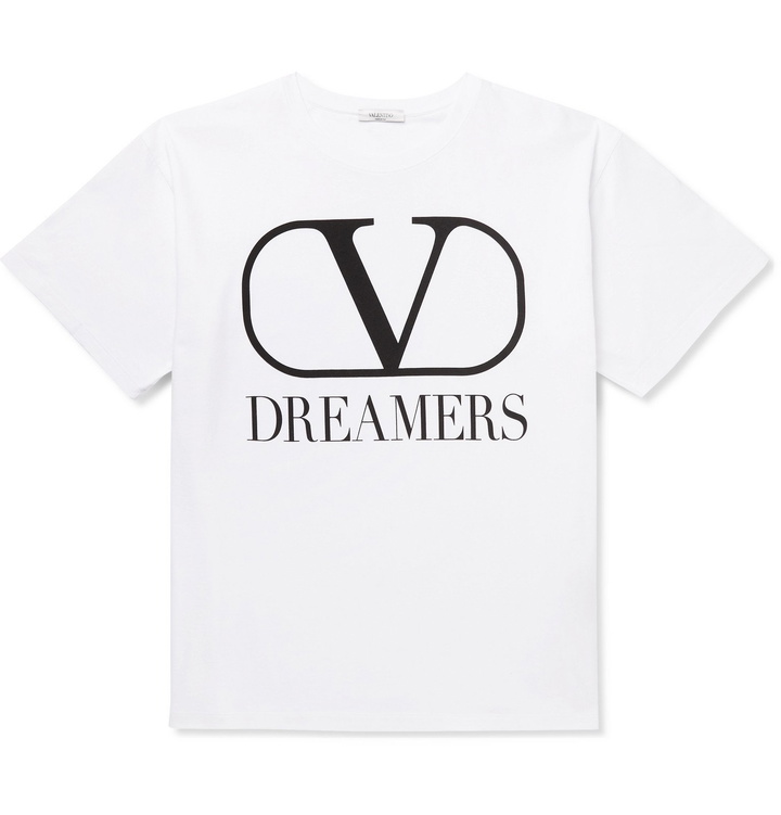 Photo: Valentino - Logo-Print Cotton-Jersey T-Shirt - White