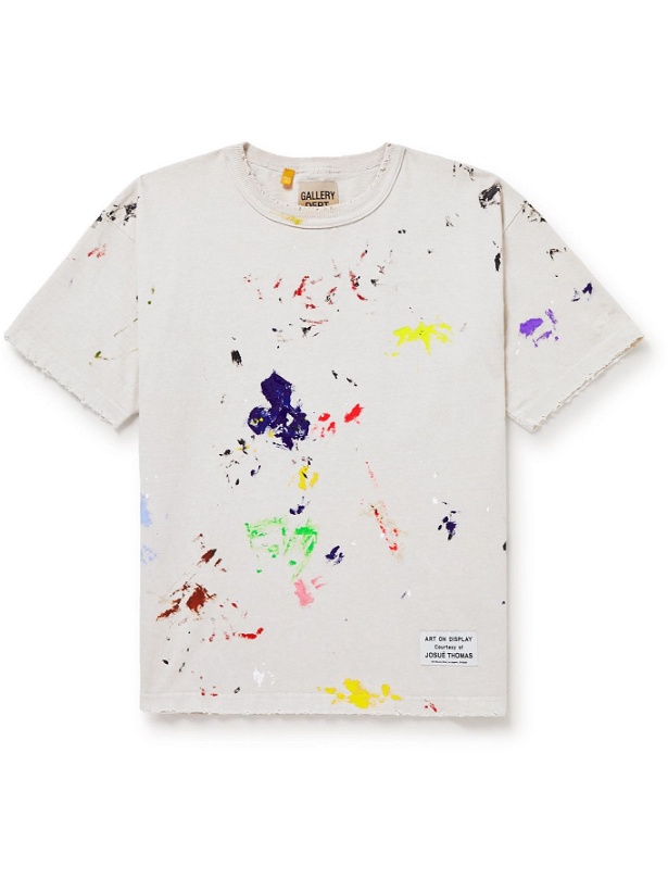 Photo: Gallery Dept. - Rag Appliquéd Distressed Paint-Splattered Cotton-Jersey T-Shirt - White