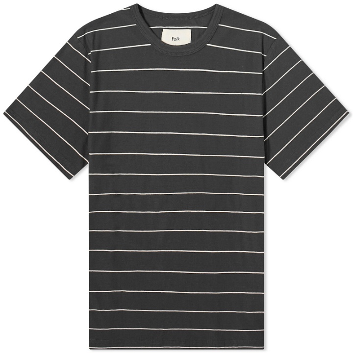 Photo: Folk Men's Microstripe T-Shirt in Soft Black