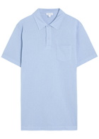 Sunspel Cotton-mesh Polo Shirt Blue