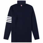 Thom Browne Men's 4 Bar Waffle Roll Neck in Navy