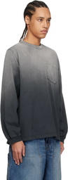 RICE NINE TEN Gray & Black Faded Roomy Sleeve LS T-shirt