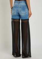 Nensi Dojaka Panelled Lace-trim Wide-leg Jeans Blue